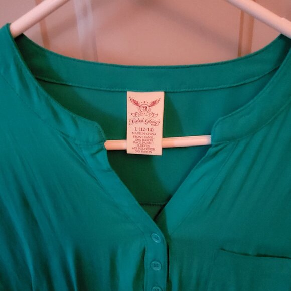NWT's Faded Glory Teal Pullover Top Misses Size Large 12-14 - Picture 3 of 4